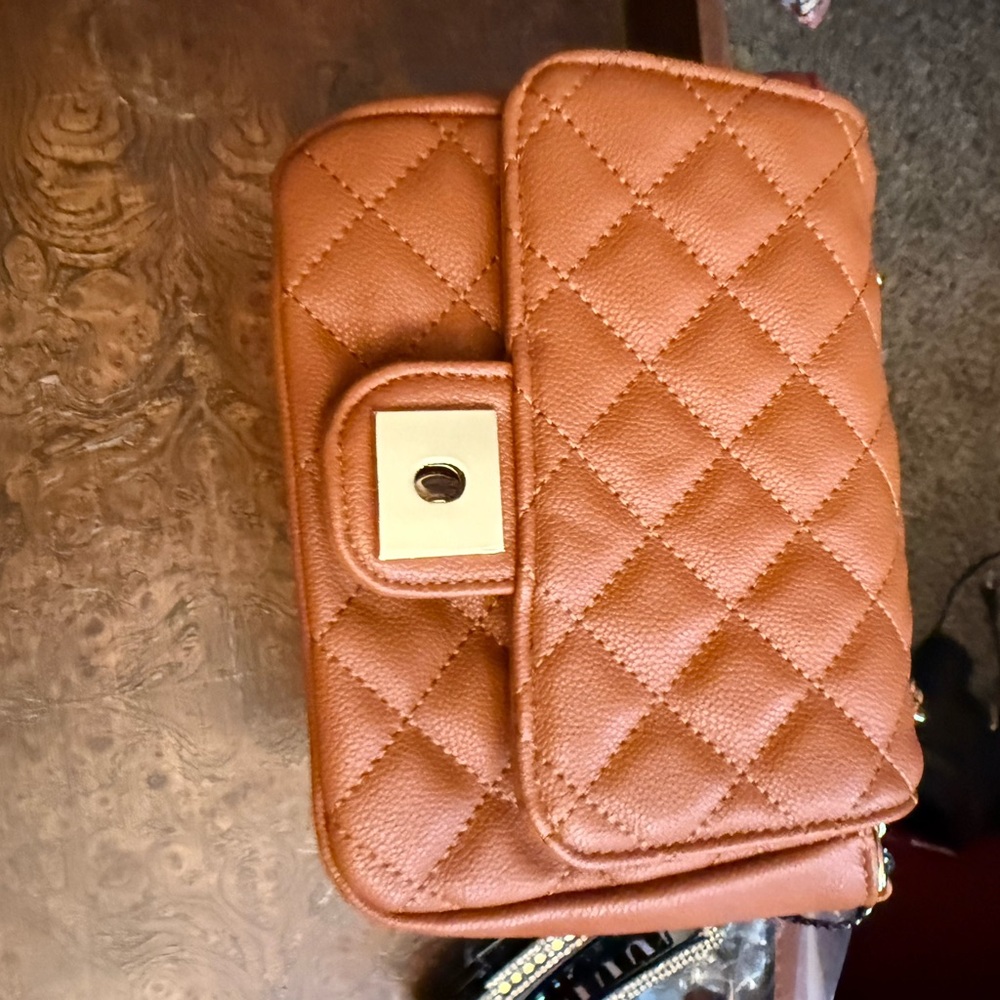 Quilted Tan Crossbody Bag